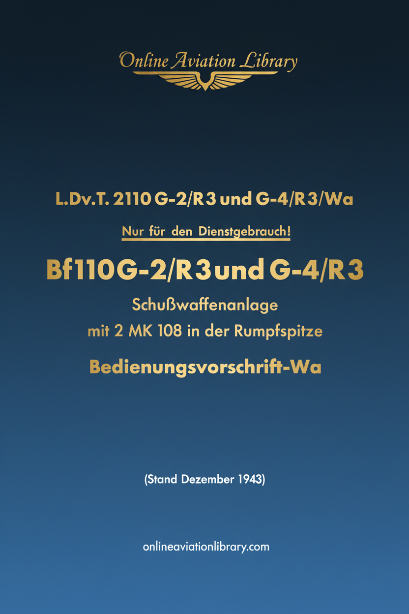 Bf 110 G-2/R3 and G-4/R3 Firearms System Manual Cover Page