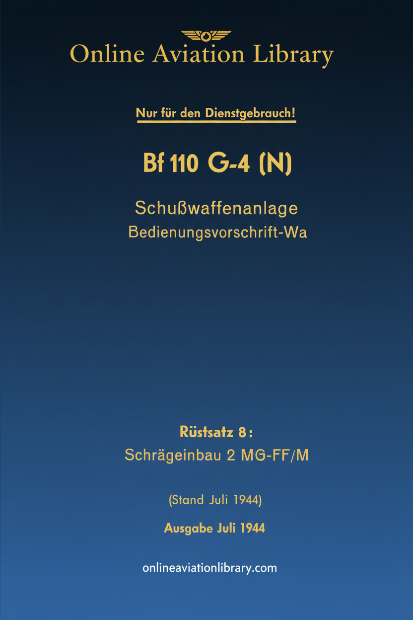 Bf 110 G-4 (N) Firearms System Manual Cover Page