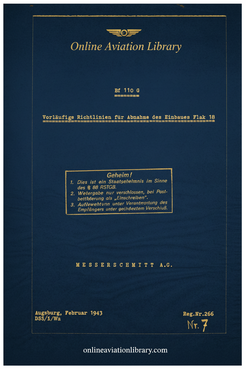 Bf 110 G Flak 18 Installation Guidelines Cover Page