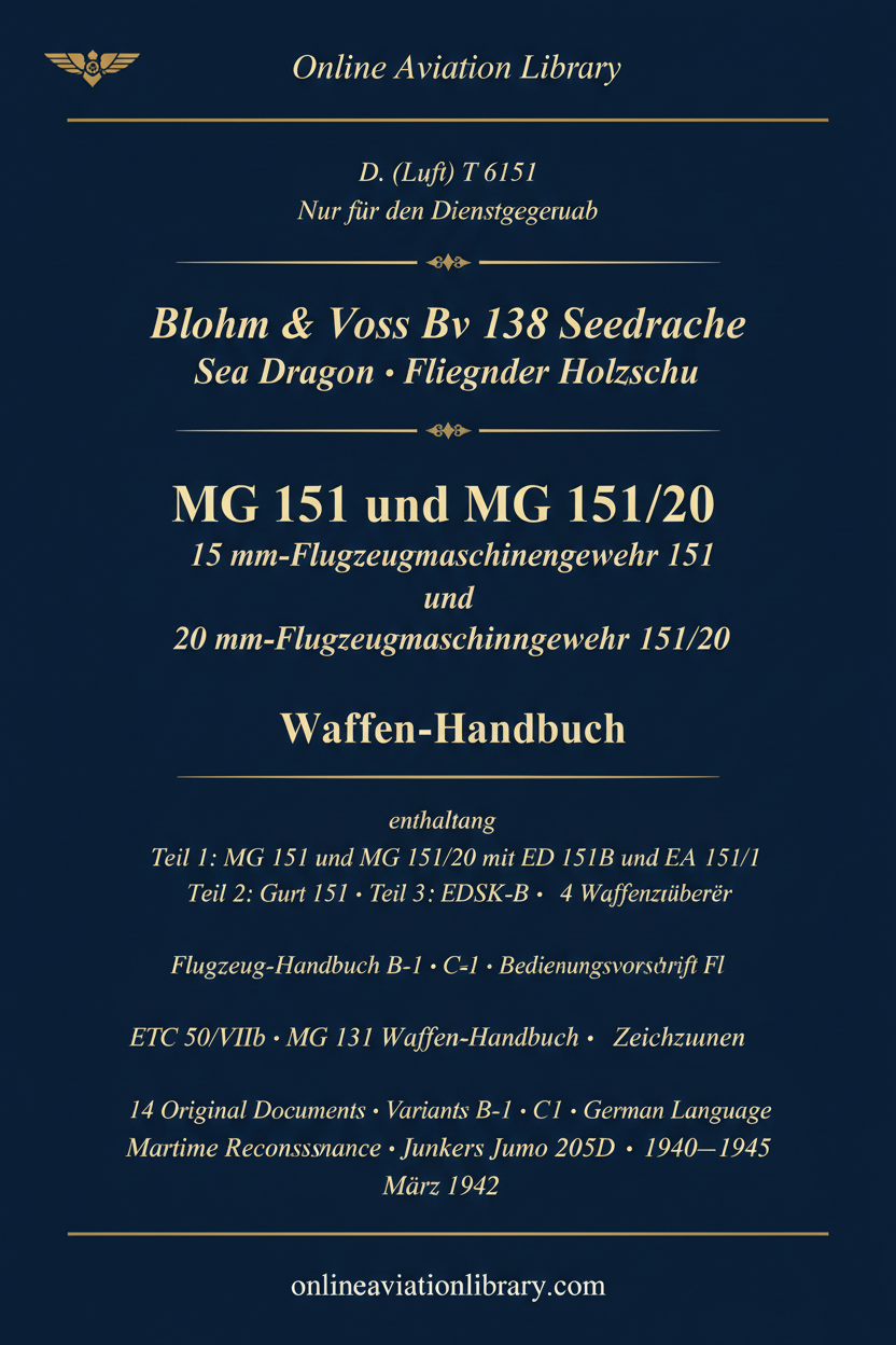 Blohm & Voss BV 138 Seedrache — Cover Page MG 151 Waffen-Handbuch