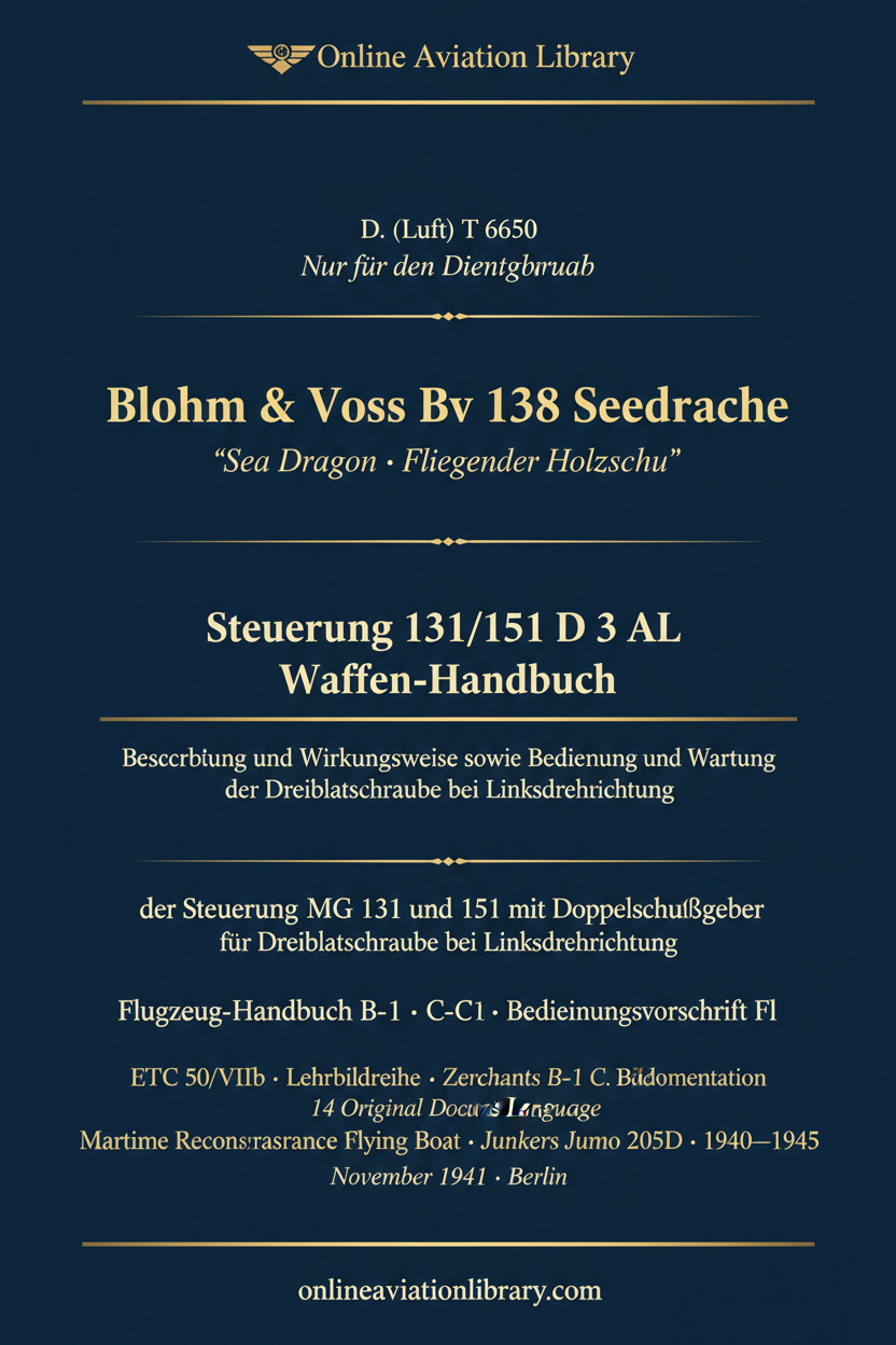 Blohm & Voss BV 138 Seedrache — Cover Page Text Only D.Luft T.6650