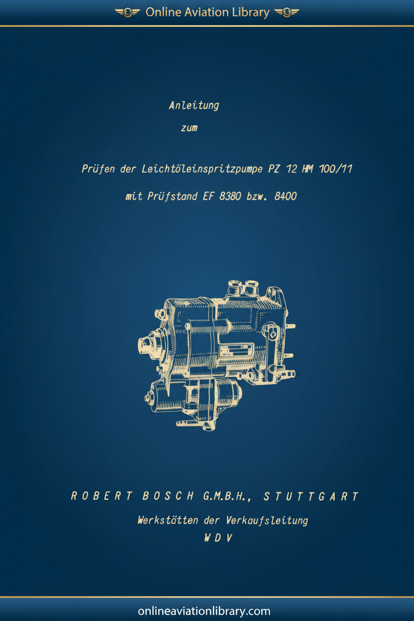 BOSCH PZ 12 HM 100-11 Injection Pump Standard Cover Page 1