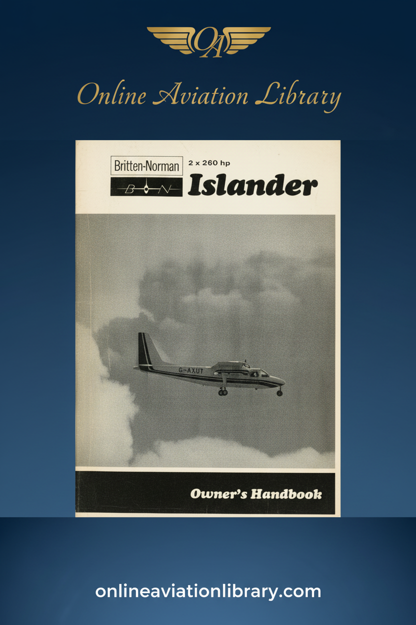 Britten-Norman Islander 2 x 260 hp Owner's Handbook Standard Cover Page