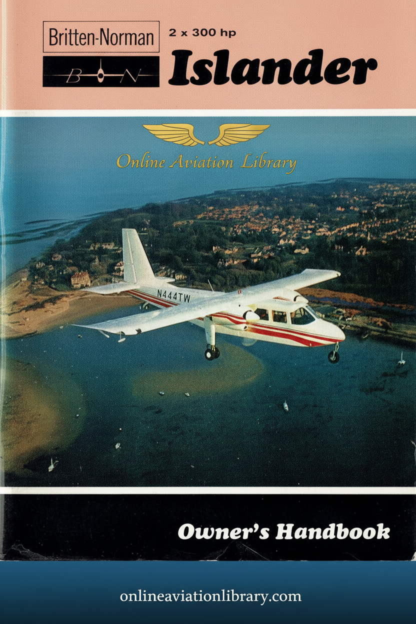 Britten-Norman Islander 2 x 300 hp Owner's Handbook Standard Cover Page