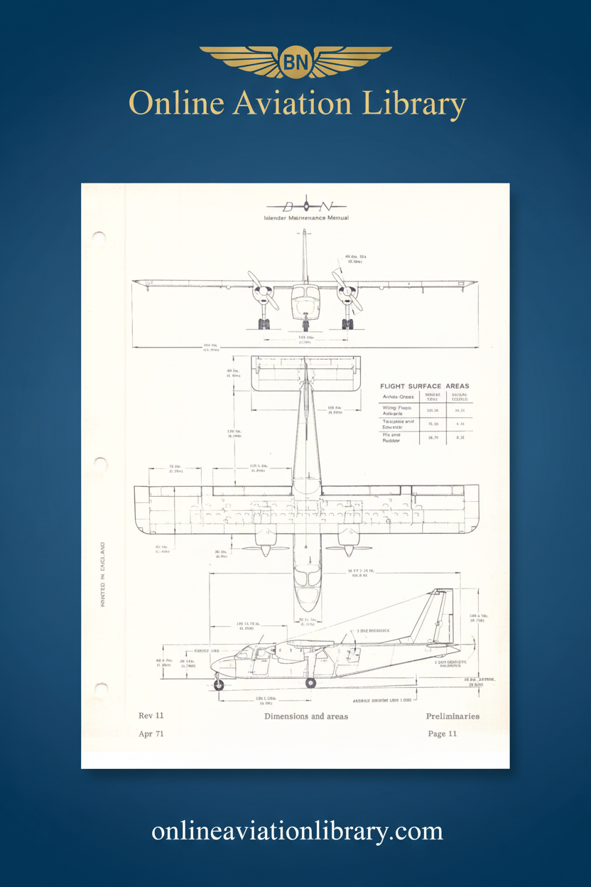 Britten-Norman Islander Technical Drawing Standard Cover Page