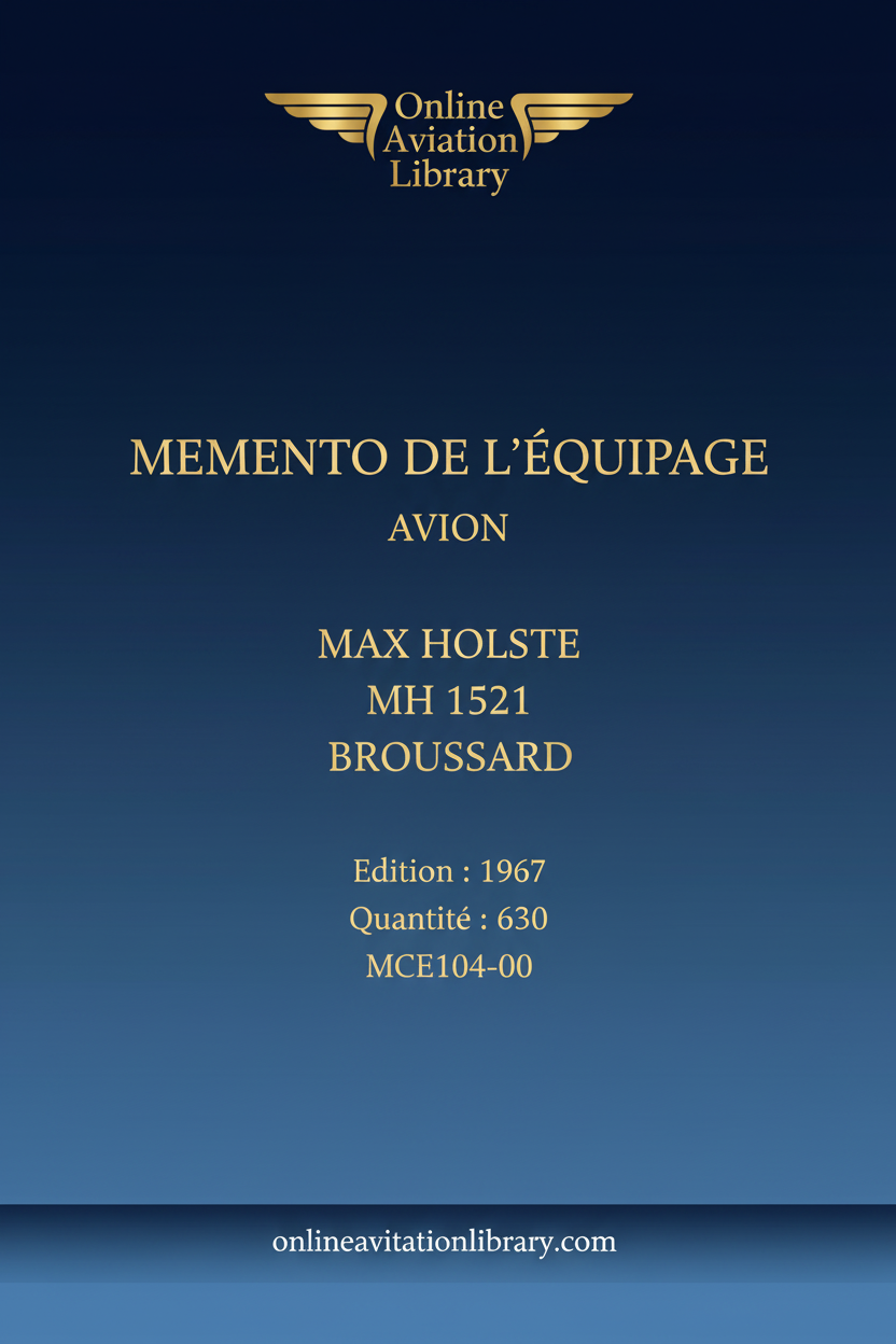 Broussard MH 1521 Crew Equipment Checklist Standard Cover Page