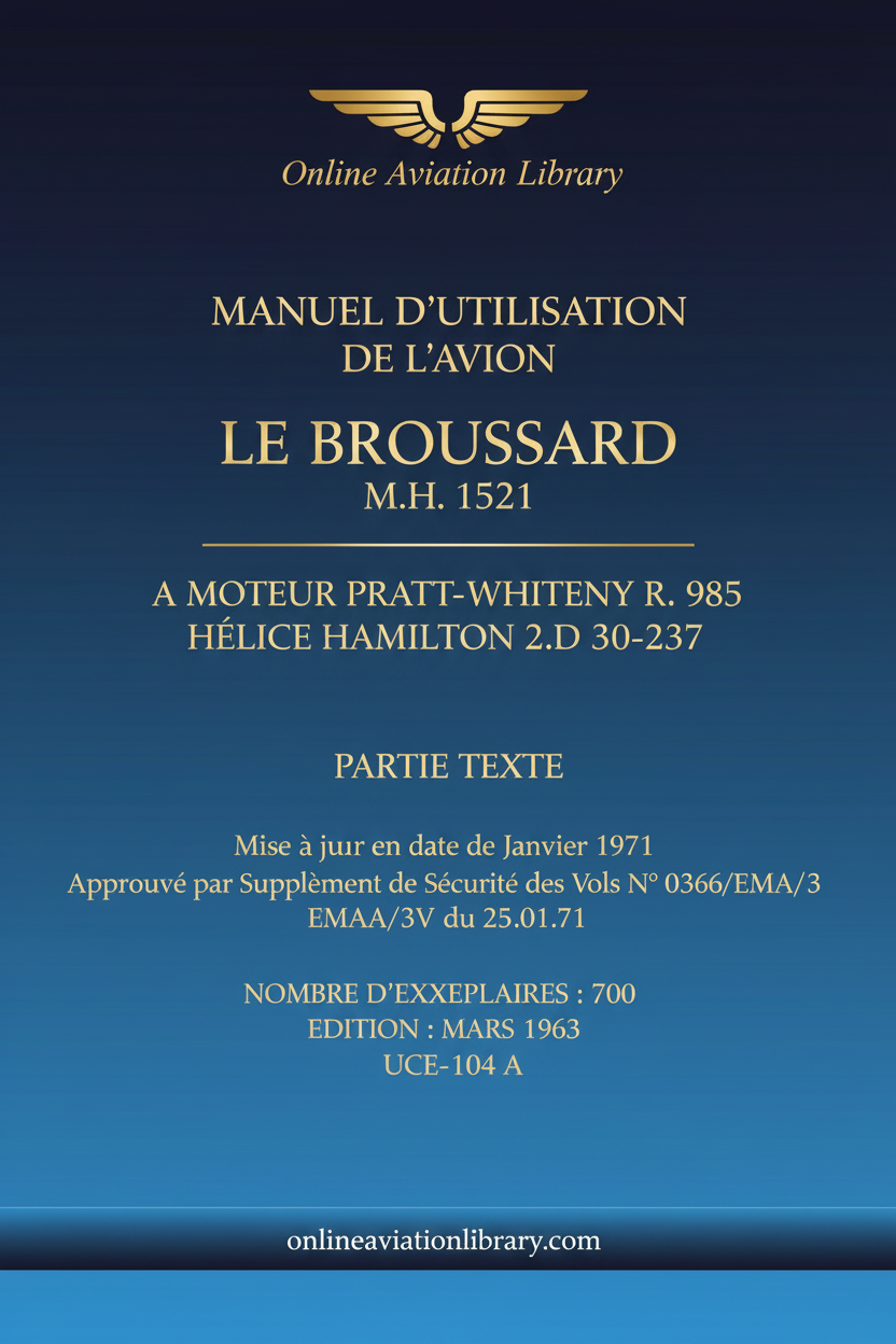 Broussard MH 1521 Flight Manual Standard Cover Page