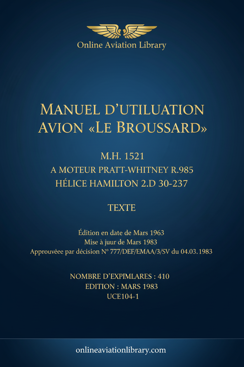 Broussard MH 1521 Flight Manual Standard Cover Page