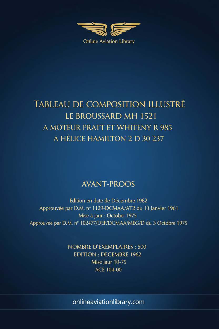 Broussard MH 1521 Illustrated Parts Catalog Standard Cover Page