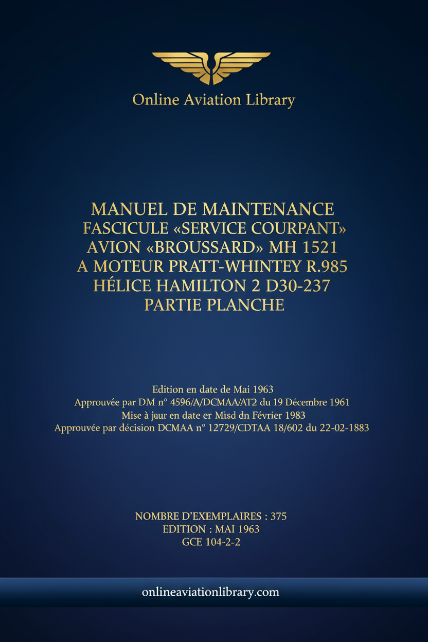 Broussard MH 1521 Maintenance Manual Standard Cover Page