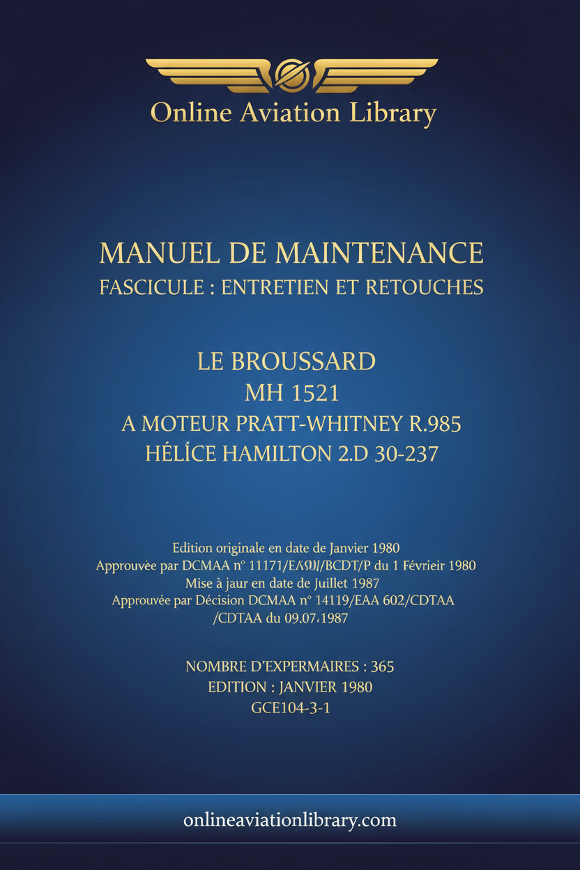 Broussard MH 1521 Maintenance Manual Standard Cover Page