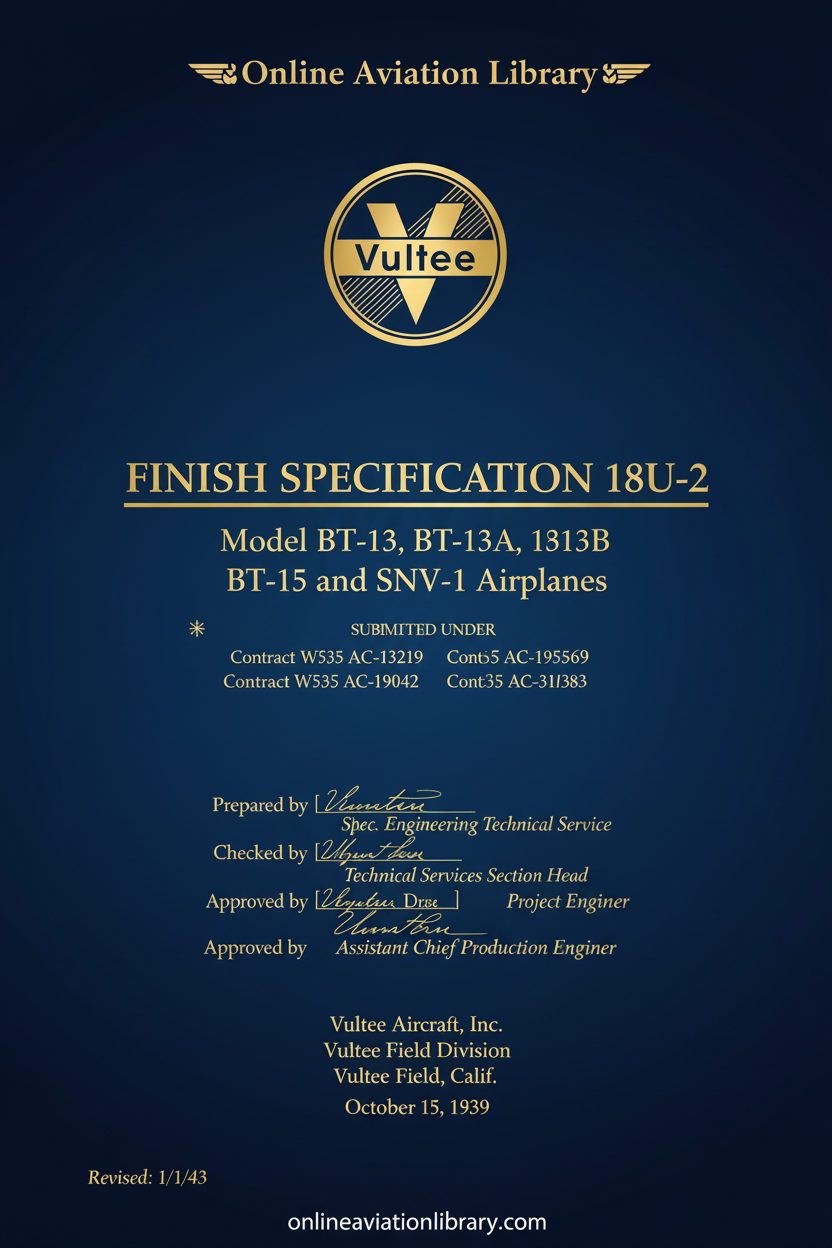 BT-13 Finish Specification Cover Page
