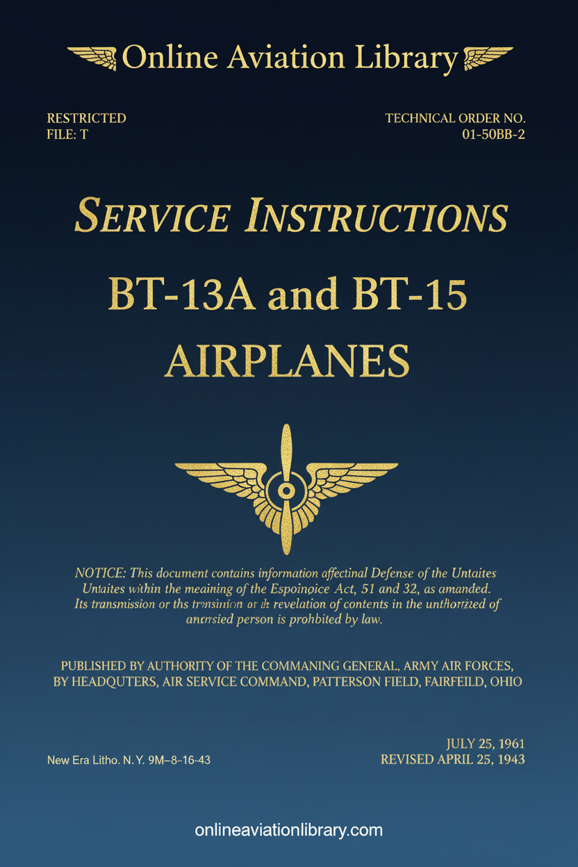 BT-13A BT-15 Service Instructions Cover Page