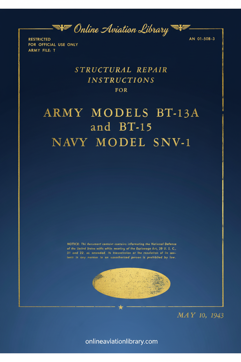 BT-13A BT-15 SNV-1 Structural Repair Manual Cover Page