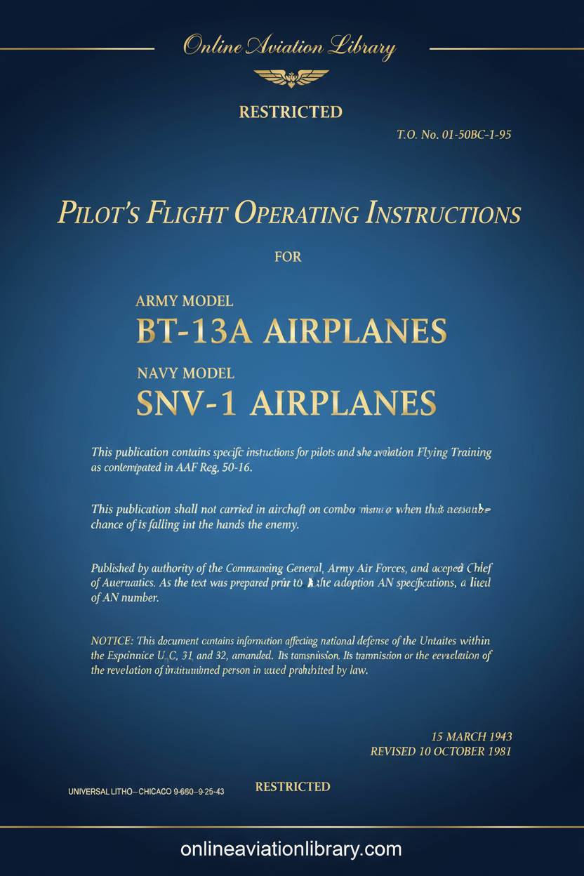 BT-13A SNV-1 Flight Operating Instructions Cover Page