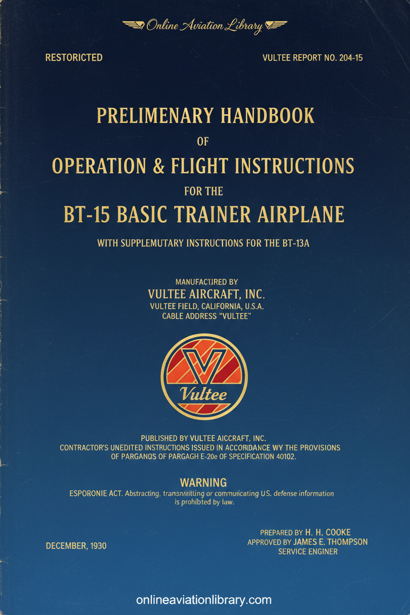 BT-15 Operation & Flight Instructions Cover Page