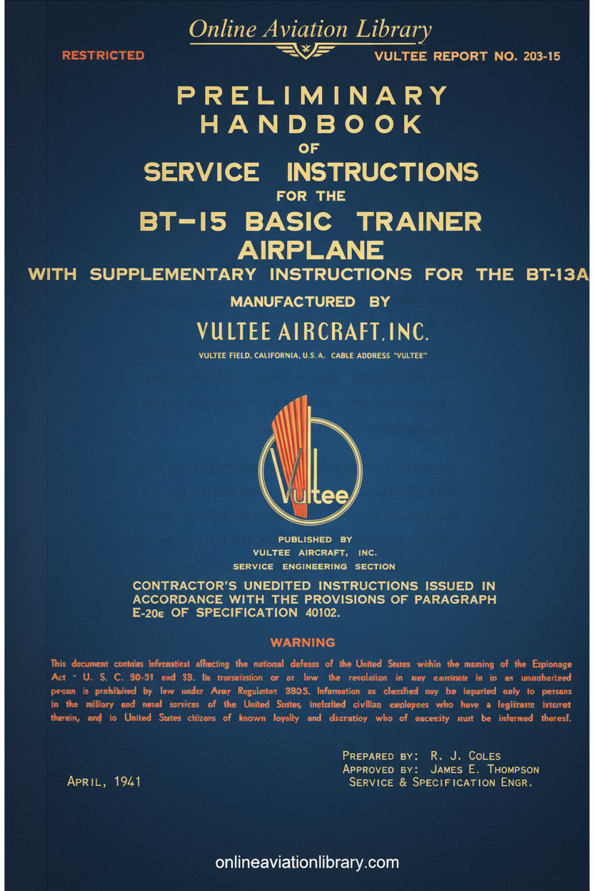 BT-15 Service Instructions Cover Page