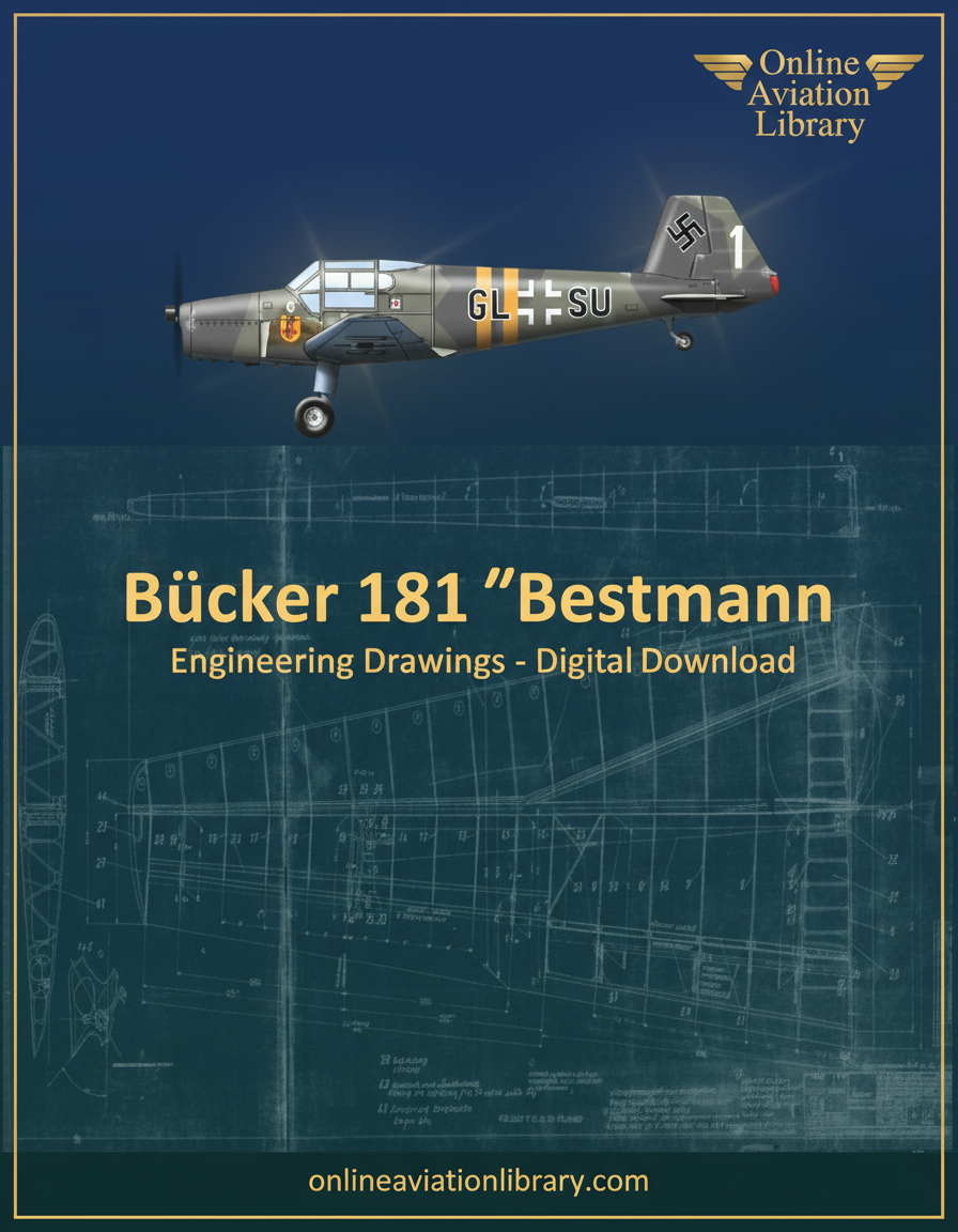 Bucker 181 Bestmann Aircraft Blueprints Engineering Drawings Banner