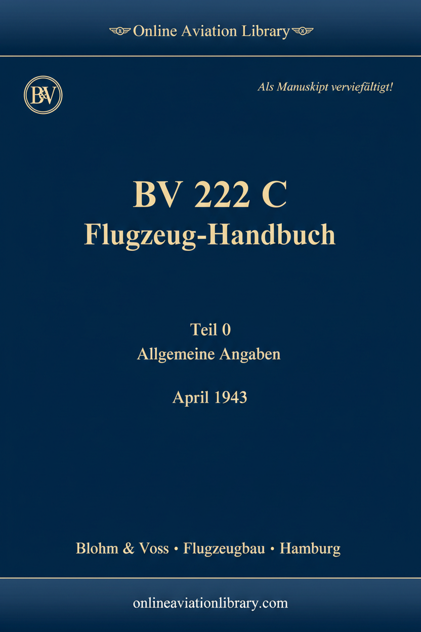 BV 222 C Flugzeug-Handbuch Teil 0 - Cover Page