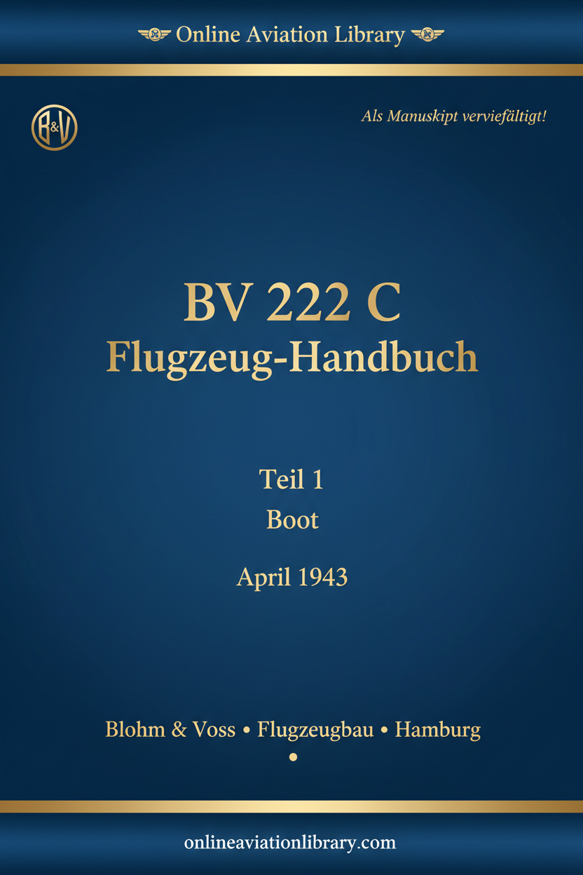 BV 222 C Flugzeug-Handbuch Teil 1 Boot - Cover Page
