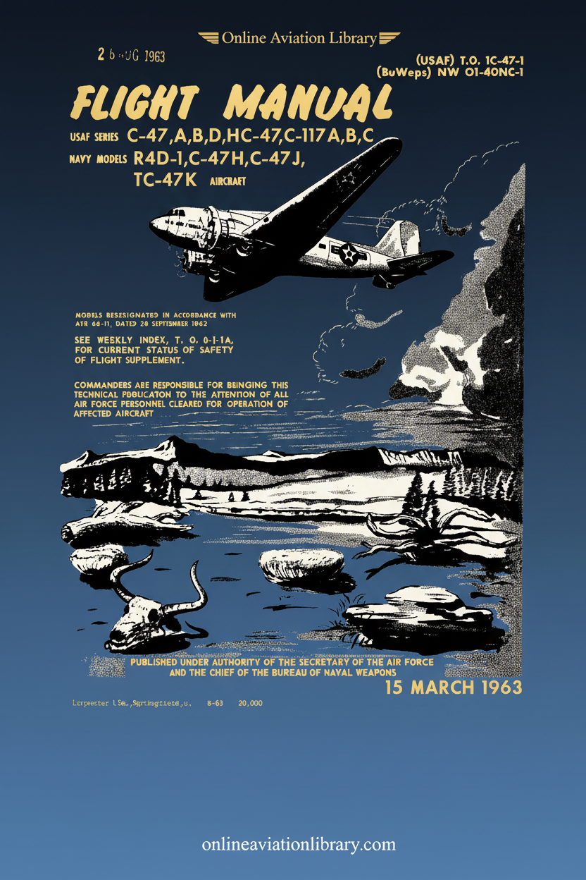 C-47 Flight Manual Cover Page with Desert Scene