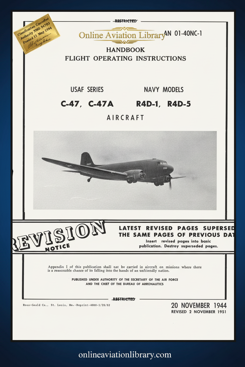 C-47 Flight Operating Instructions Handbook Cover Page