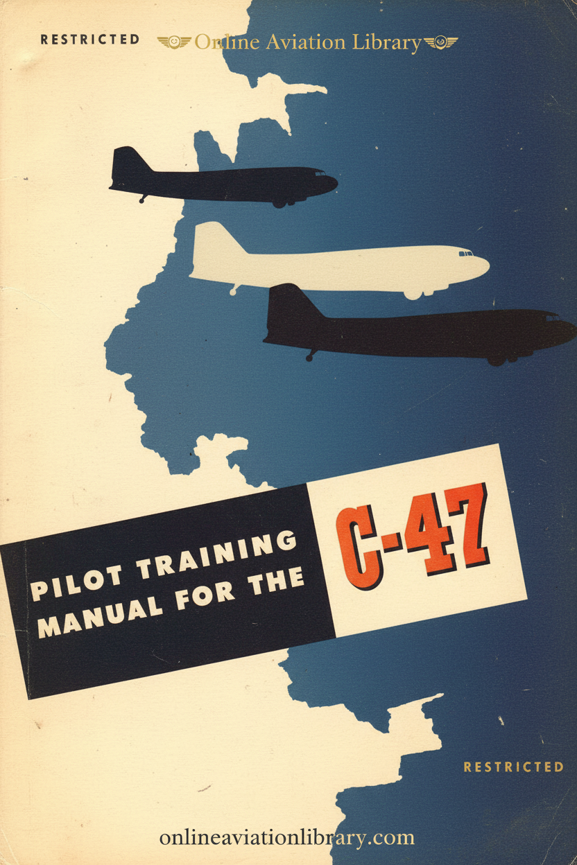 C-47 Pilot Training Manual Cover Page - Blue and Gold