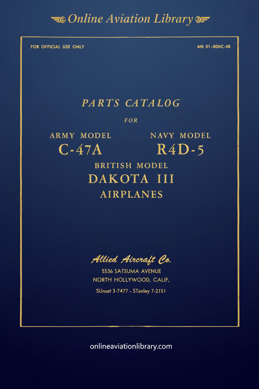 C-47A Parts Catalog Cover Page
