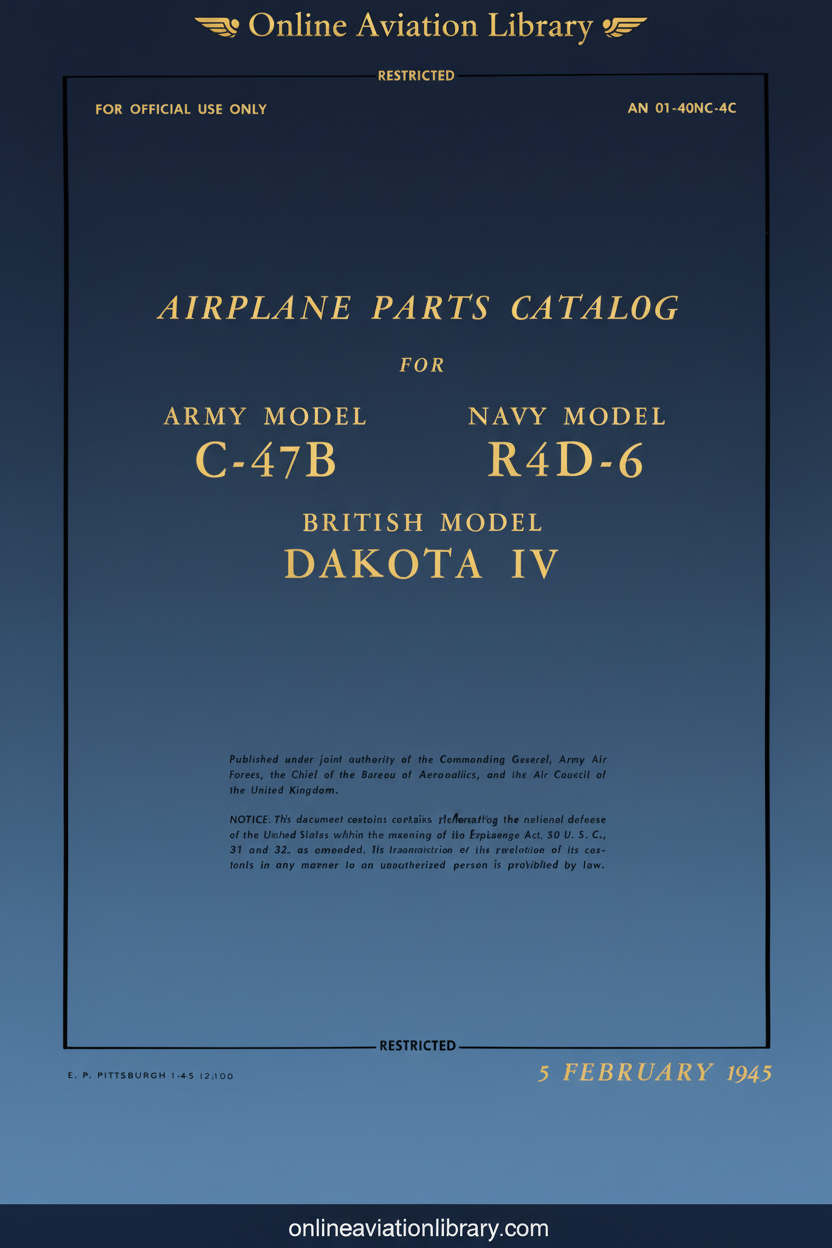 C-47B Airplane Parts Catalog Cover Page