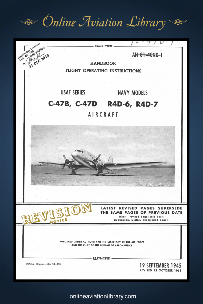 C-47B and C-47D Flight Operating Instructions Handbook Cover Page