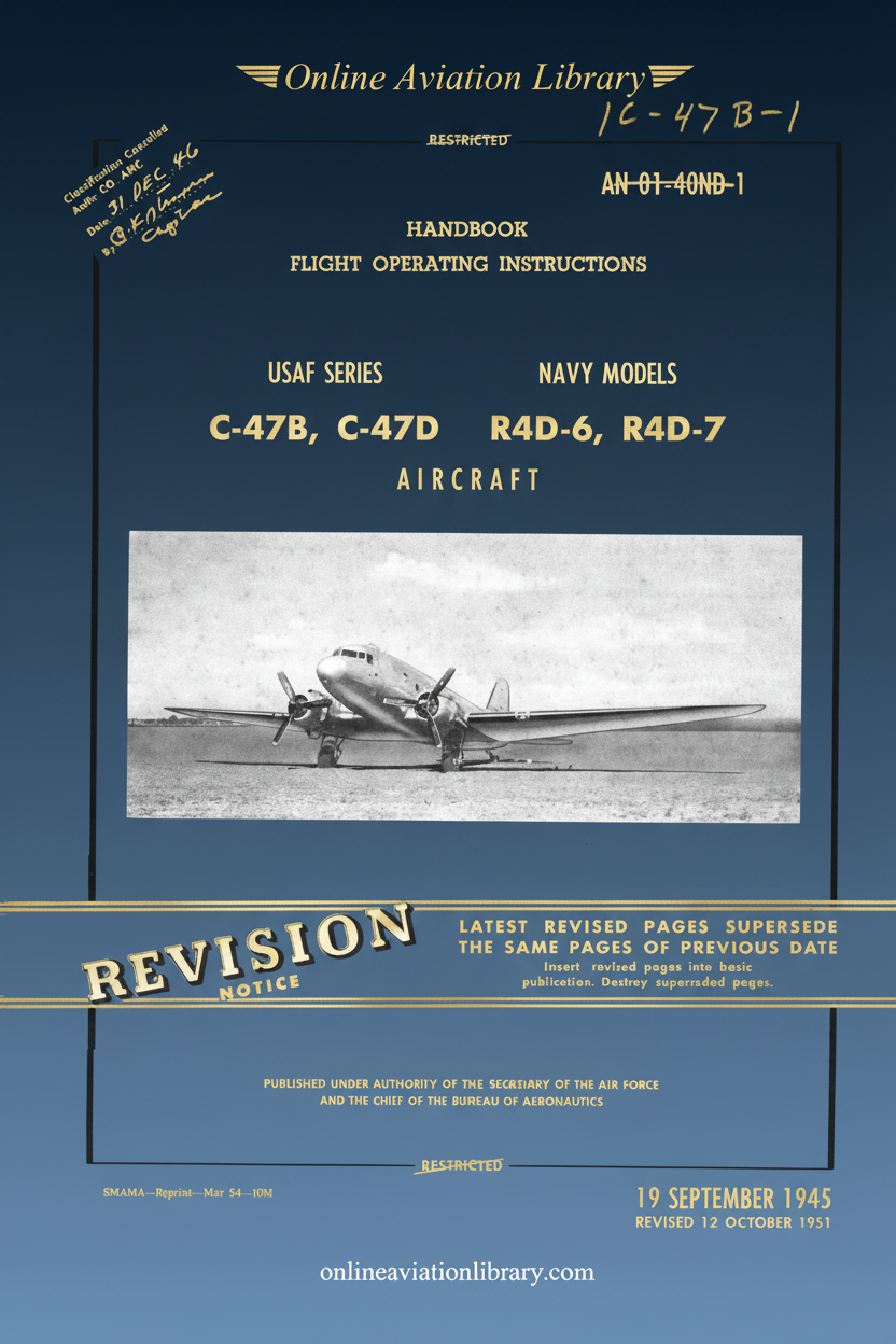 C-47B and C-47D Flight Operating Instructions Handbook Cover Page