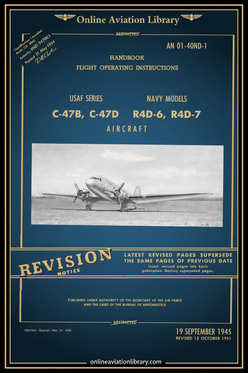 C-47B Flight Operating Instructions Handbook Cover Page