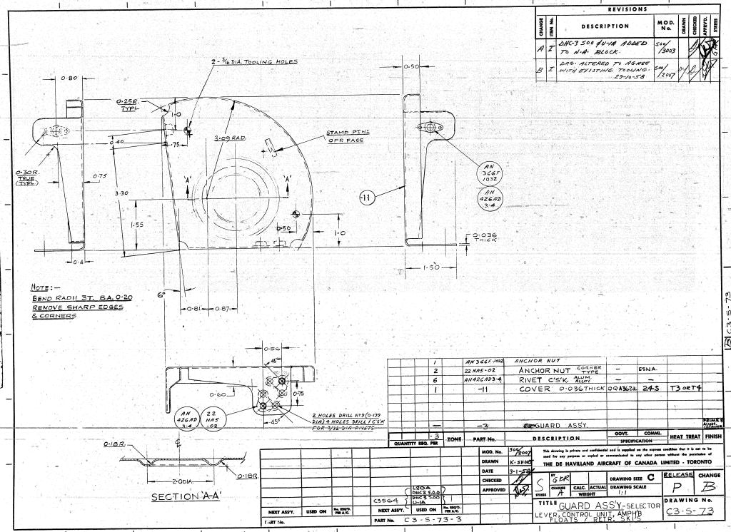 De Havilland Canada DHC-2 / U-6 Beaver Aircraft Engineering Blueprints - Digital Download