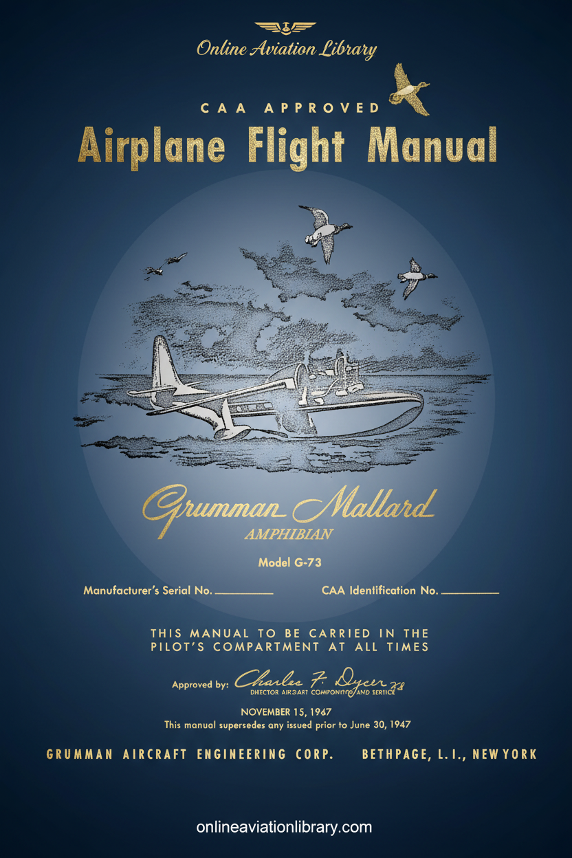 CAA Approved Grumman Mallard Flight Manual Cover Page