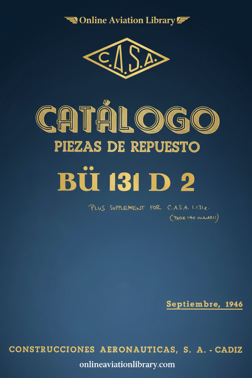 CASA Bü 131 D 2 Parts Catalog Cover Page