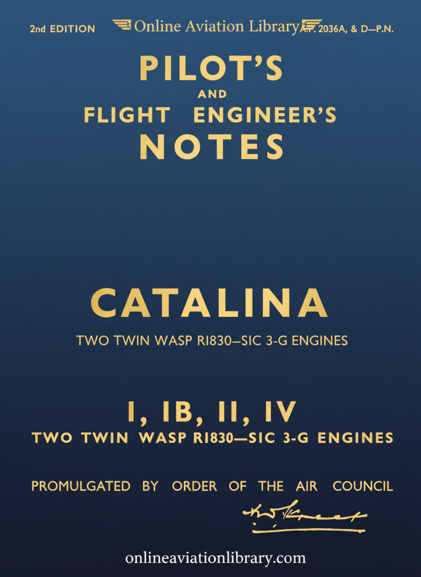 Catalina I, IB, II, IV Pilot's and Flight Engineer's Notes Cover Page