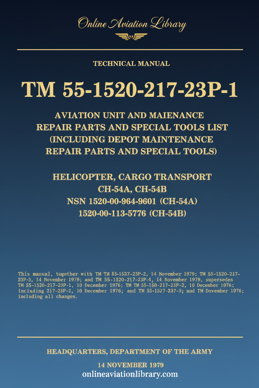 CH-54A/CH-54B Aviation Unit Repair Parts and Special Tools List Cover Page