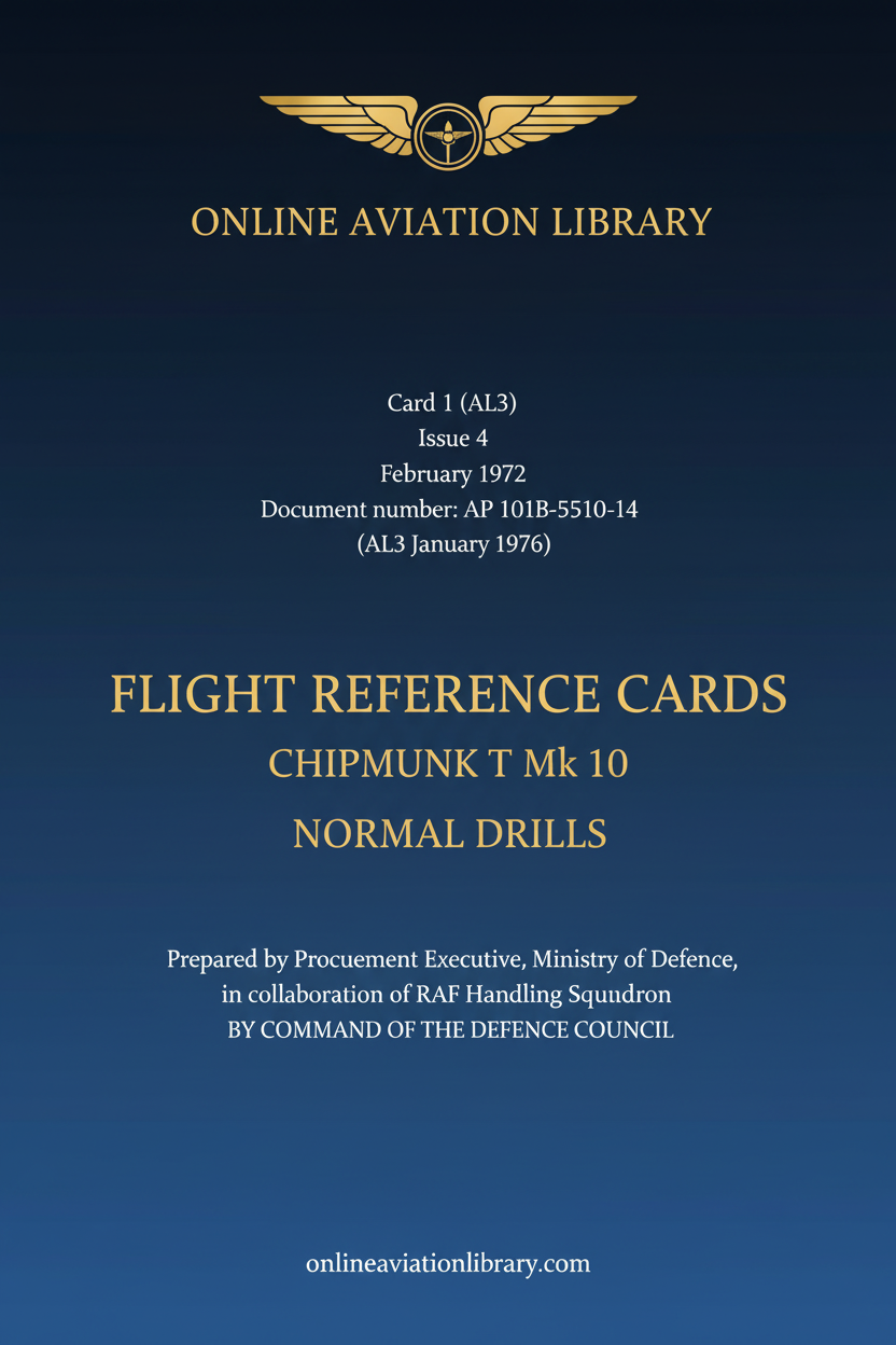 Chipmunk T Mk 10 Flight Reference Cards Standard Cover Page