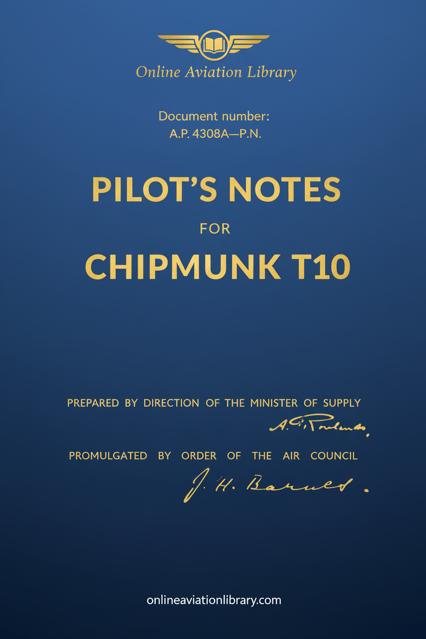 Chipmunk T10 Pilot's Notes Standard Cover Page
