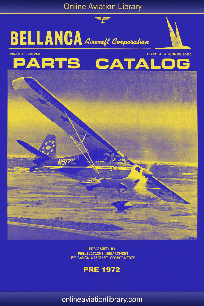 Citabria Parts Catalog Pre-1972 Cover - Blue Background