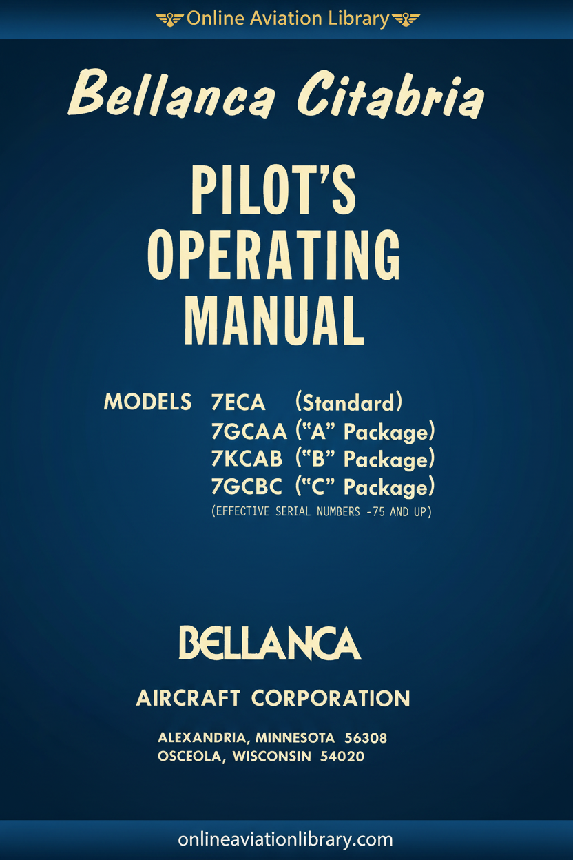 Citabria Pilot's Operating Manual Cover - Blue Background
