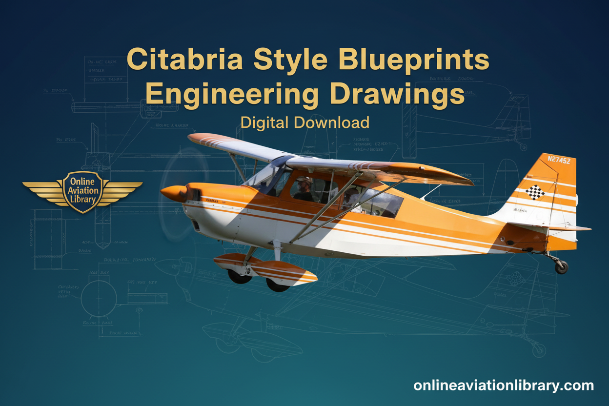 Citabria Style Blueprints Engineering Drawings - Orange