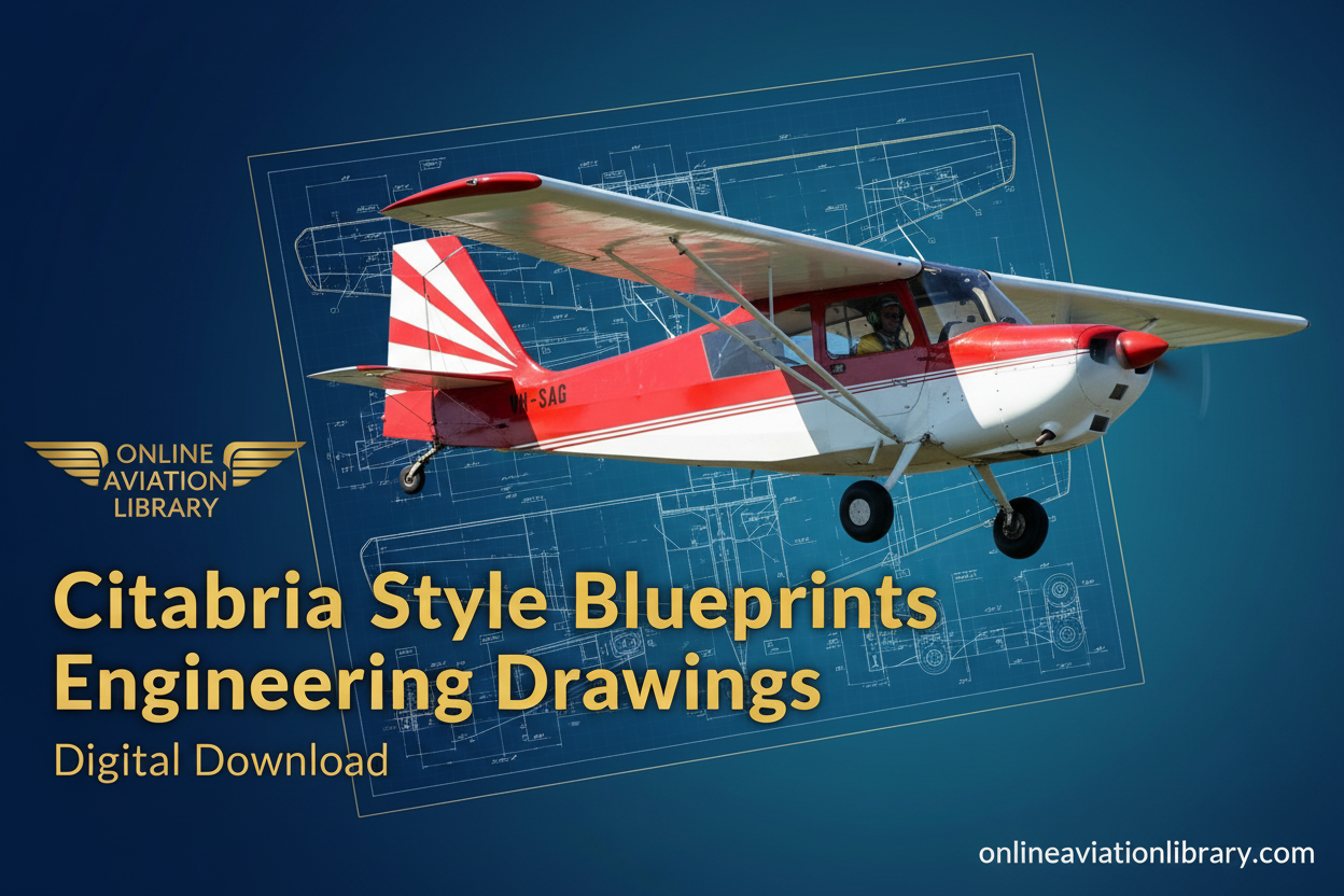 Citabria Style Blueprints Engineering Drawings - Red