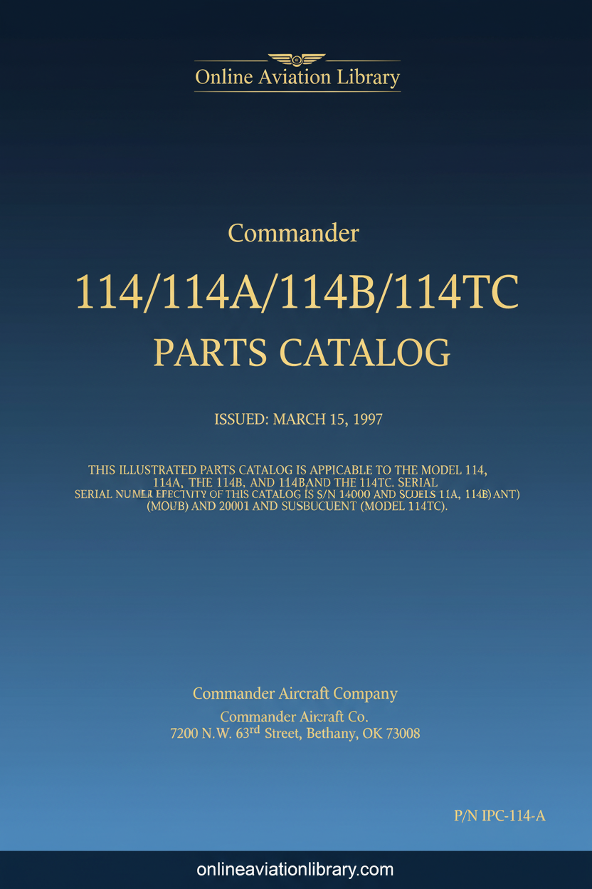 Commander 114/114A/114B/114TC Parts Catalog Cover Page
