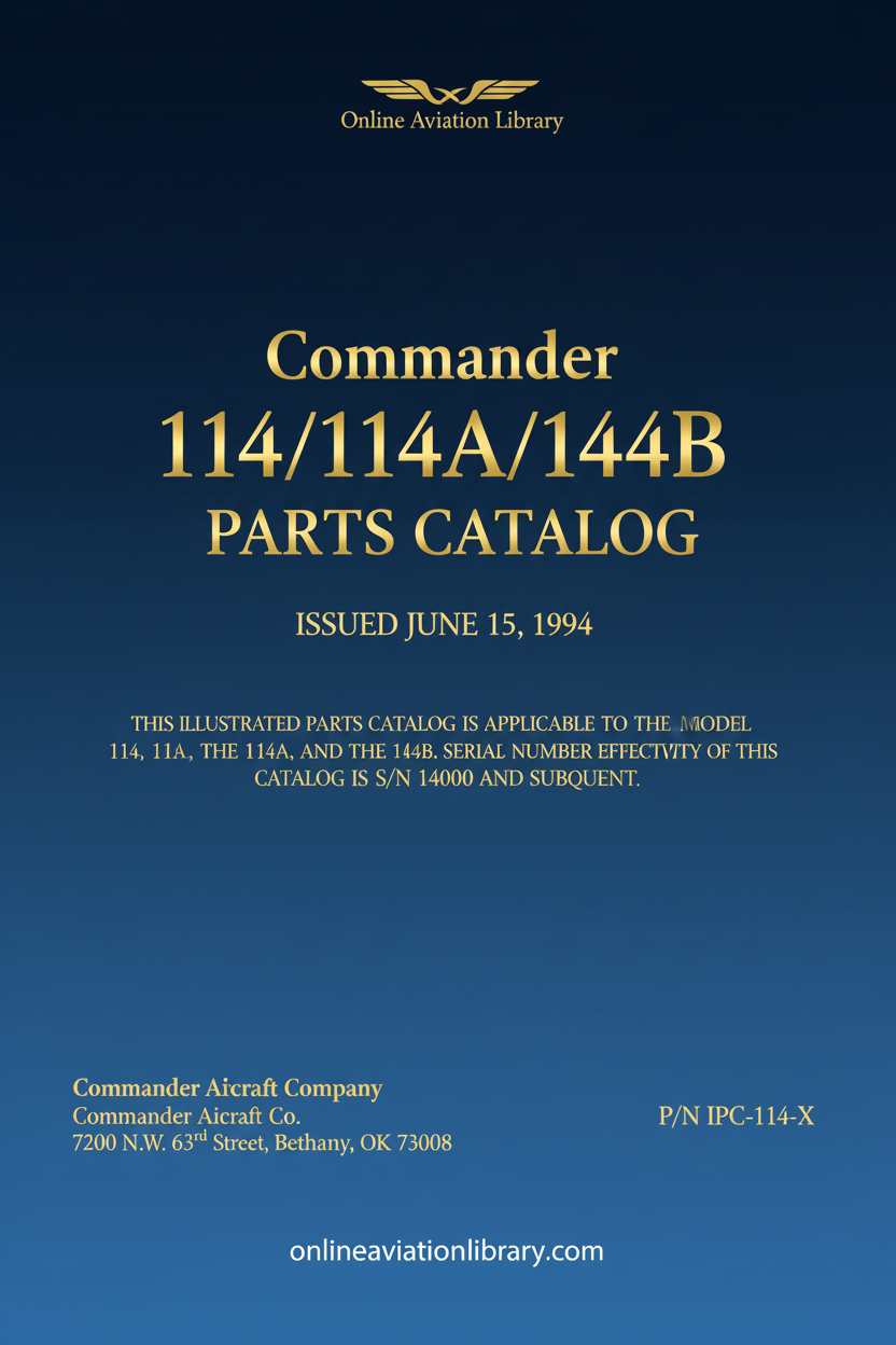 Commander 114/114A/114B Parts Catalog Cover Page