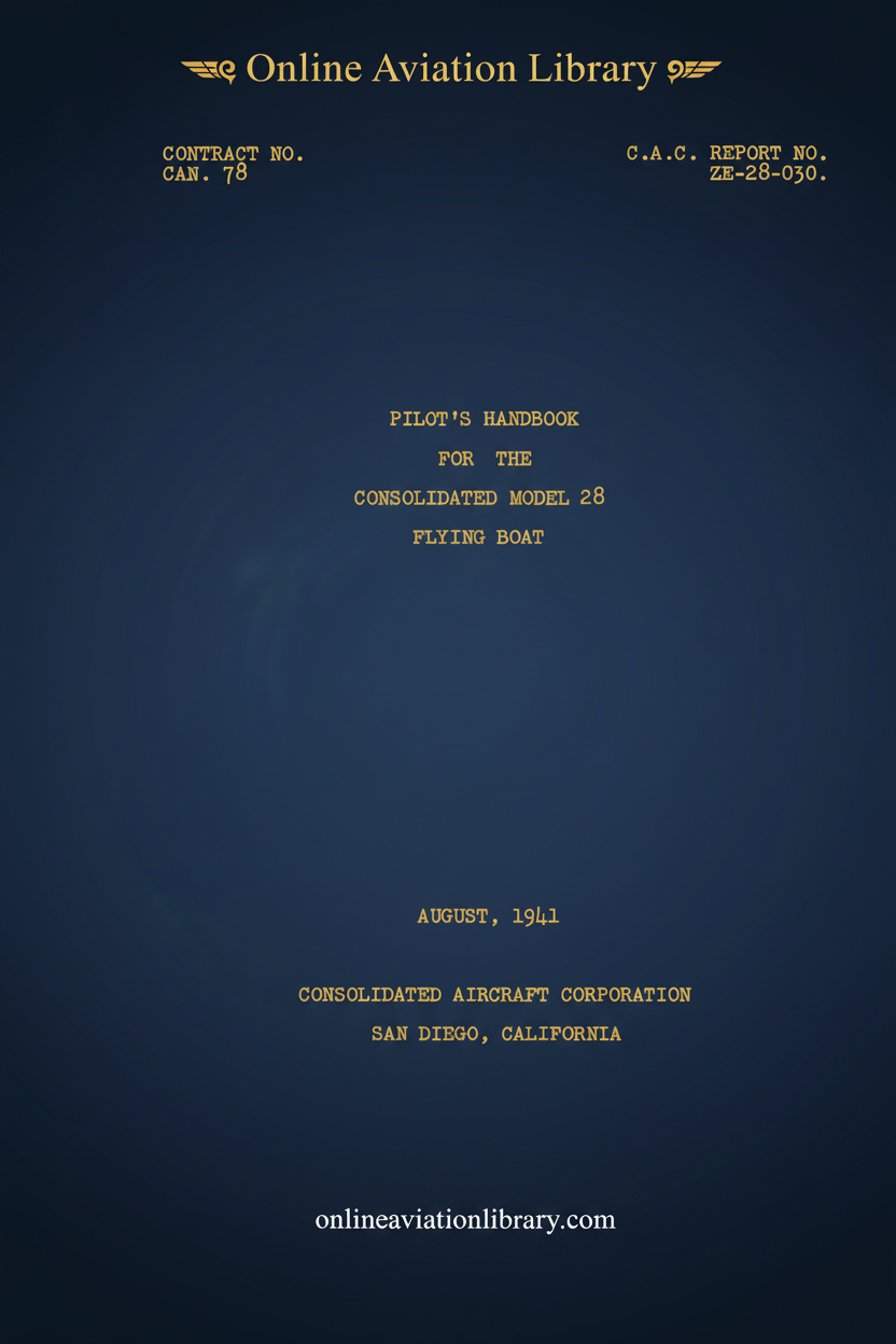 Consolidated Model 28 Flying Boat Pilot's Handbook Cover Page