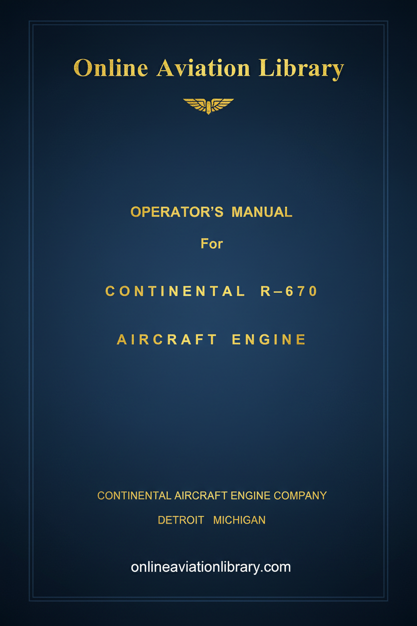 Continental R-670 Operator's Manual Cover Page