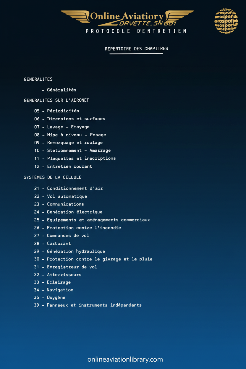 Corvette SN-601 Maintenance Protocol Standard Cover Page