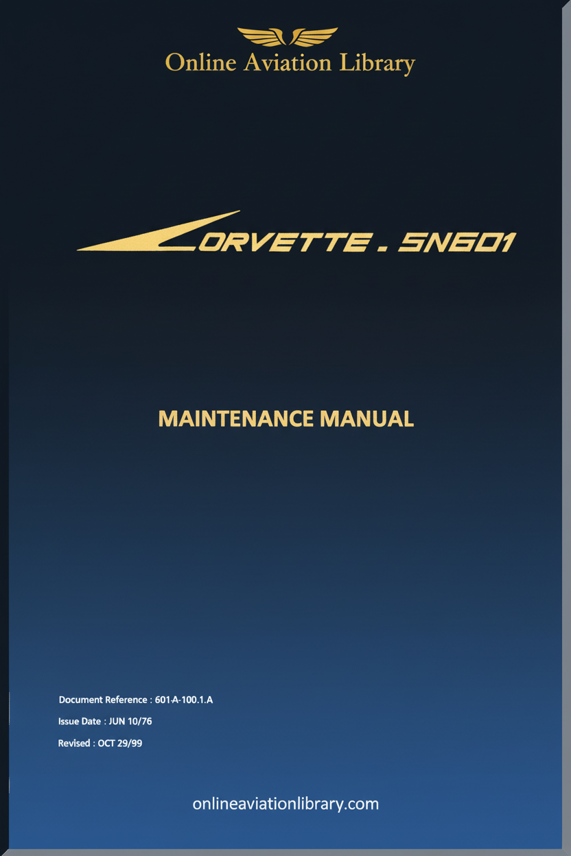 Corvette SN601 Maintenance Manual Standard Cover Page