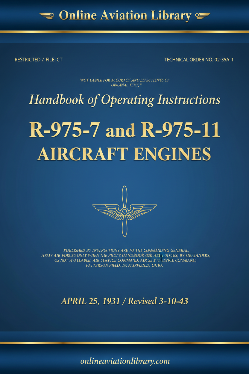 Cover 20 - R-975-7-11 Handbook of Operating Instructions T.O. 02-35A-1